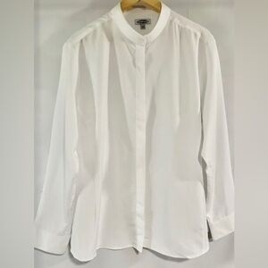 NEW EDWARDS MEN'S WHITE BANDED COLLAR BUTTON DOWN SHIRT SIZE SMALL